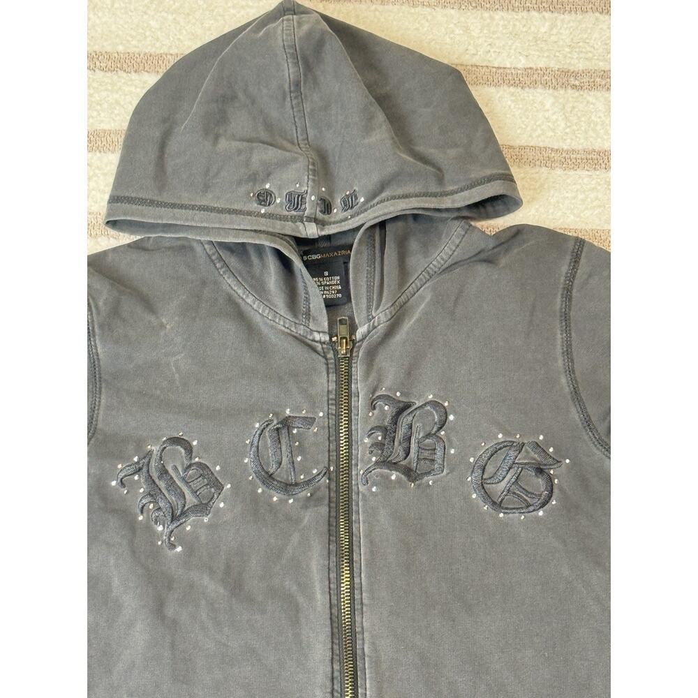 Y2k Vintage Gray Embroidered Full Zip Hoodie Gothic Grunge Women’s Size S - Picture 4 of 13